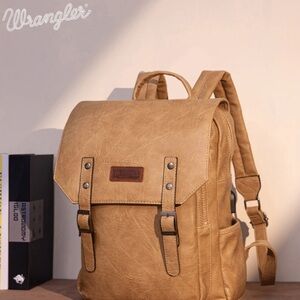 Wrangler Tan Backpack with Flap & Buckle